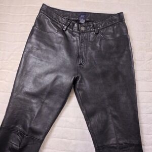 Vintage Gap Genuine Black Leather Pants Womens 6 Moto Biker Babe Retro Whimsey